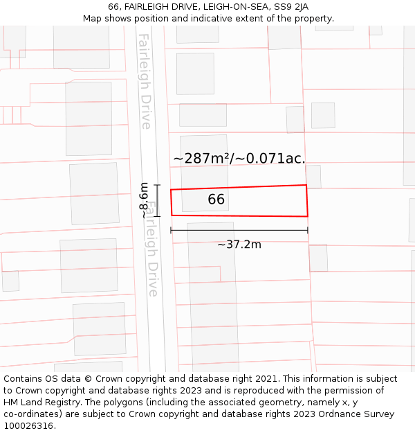 66, FAIRLEIGH DRIVE, LEIGH-ON-SEA, SS9 2JA: Plot and title map