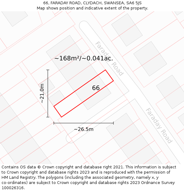 66, FARADAY ROAD, CLYDACH, SWANSEA, SA6 5JS: Plot and title map