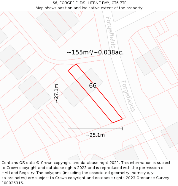 66, FORGEFIELDS, HERNE BAY, CT6 7TF: Plot and title map