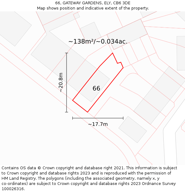 66, GATEWAY GARDENS, ELY, CB6 3DE: Plot and title map
