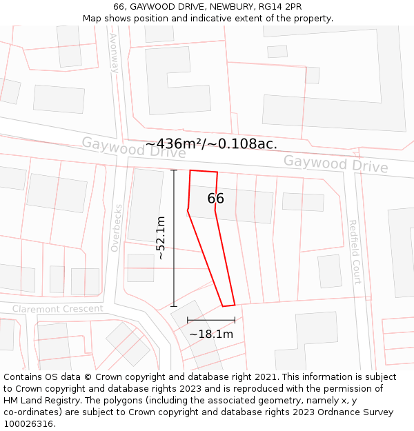 66, GAYWOOD DRIVE, NEWBURY, RG14 2PR: Plot and title map