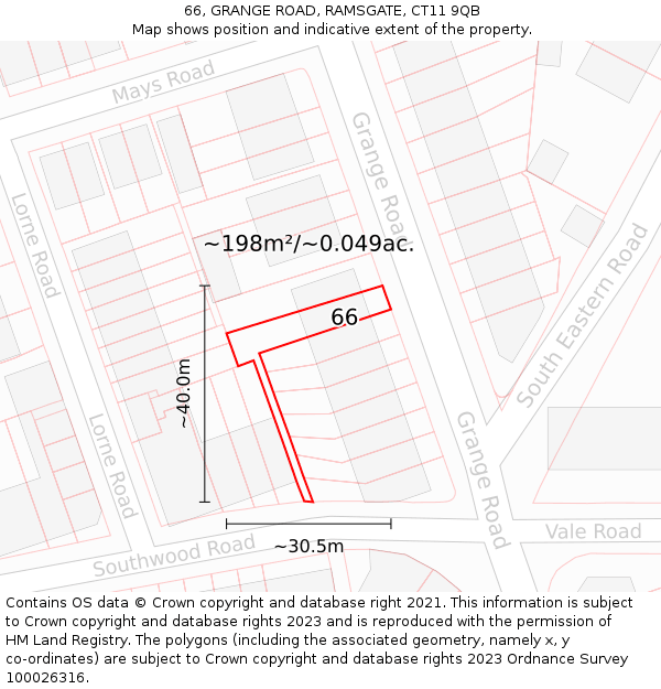 66, GRANGE ROAD, RAMSGATE, CT11 9QB: Plot and title map