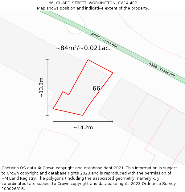 66, GUARD STREET, WORKINGTON, CA14 4EP: Plot and title map