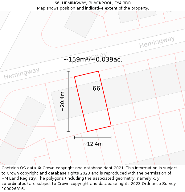 66, HEMINGWAY, BLACKPOOL, FY4 3DR: Plot and title map
