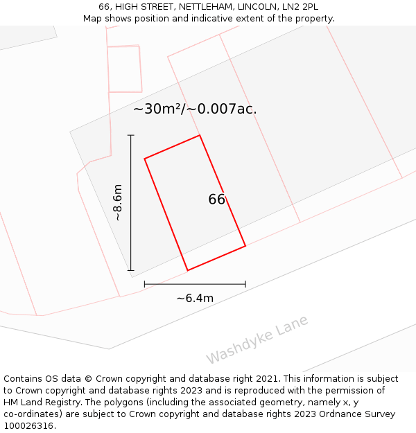 66, HIGH STREET, NETTLEHAM, LINCOLN, LN2 2PL: Plot and title map