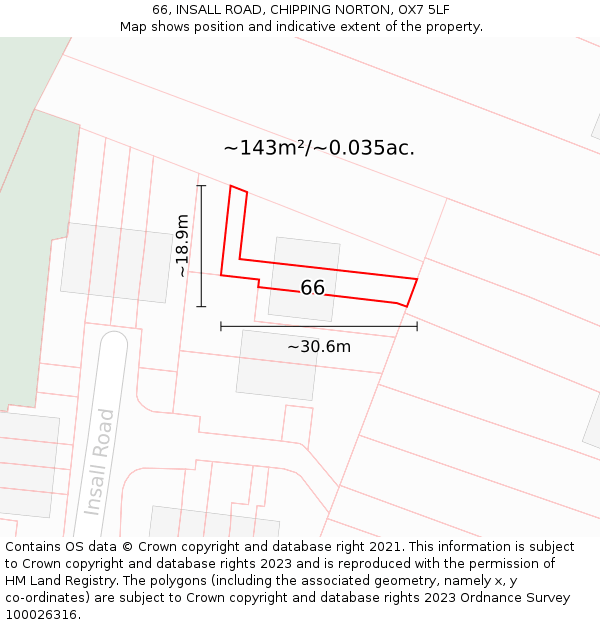 66, INSALL ROAD, CHIPPING NORTON, OX7 5LF: Plot and title map