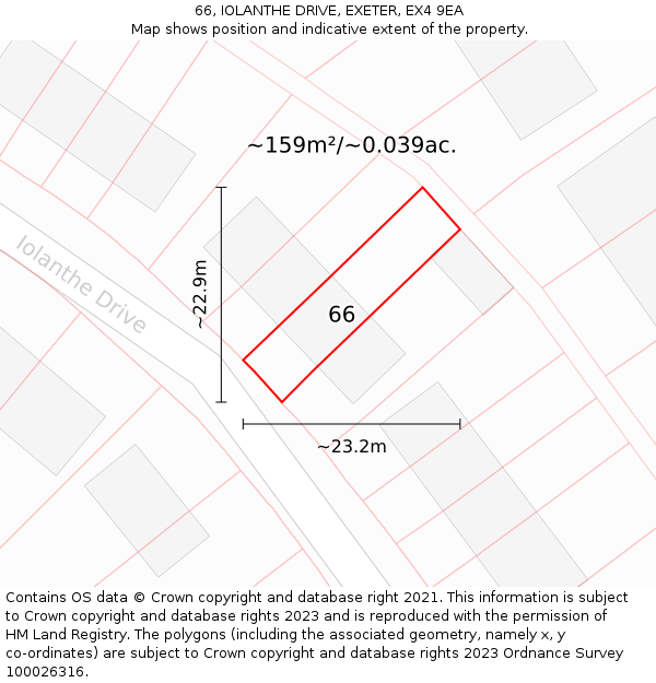 66, IOLANTHE DRIVE, EXETER, EX4 9EA: Plot and title map