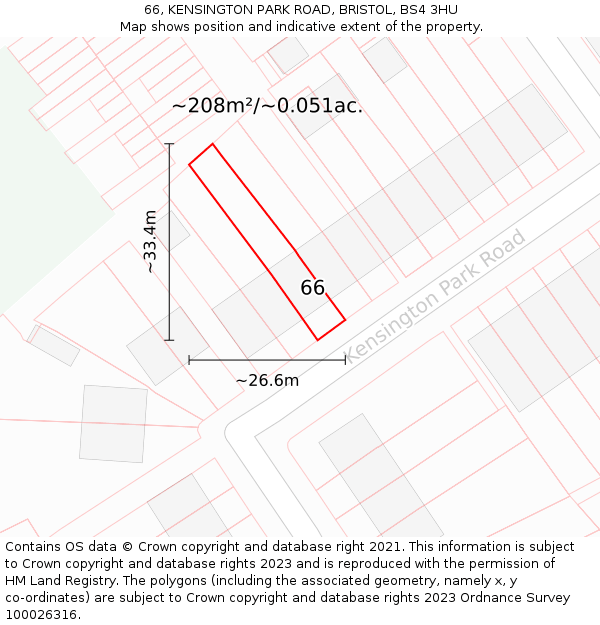 66, KENSINGTON PARK ROAD, BRISTOL, BS4 3HU: Plot and title map