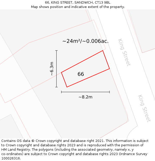 66, KING STREET, SANDWICH, CT13 9BL: Plot and title map
