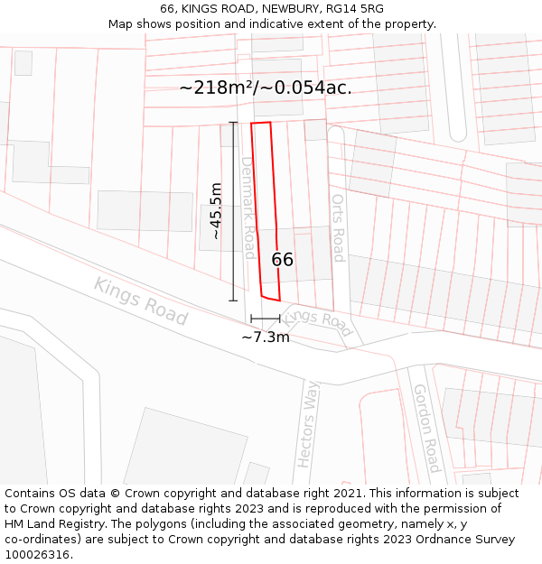 66, KINGS ROAD, NEWBURY, RG14 5RG: Plot and title map