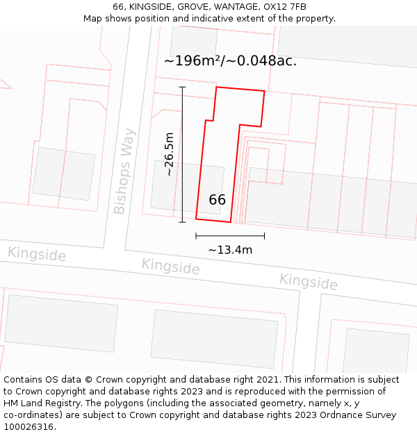 66, KINGSIDE, GROVE, WANTAGE, OX12 7FB: Plot and title map