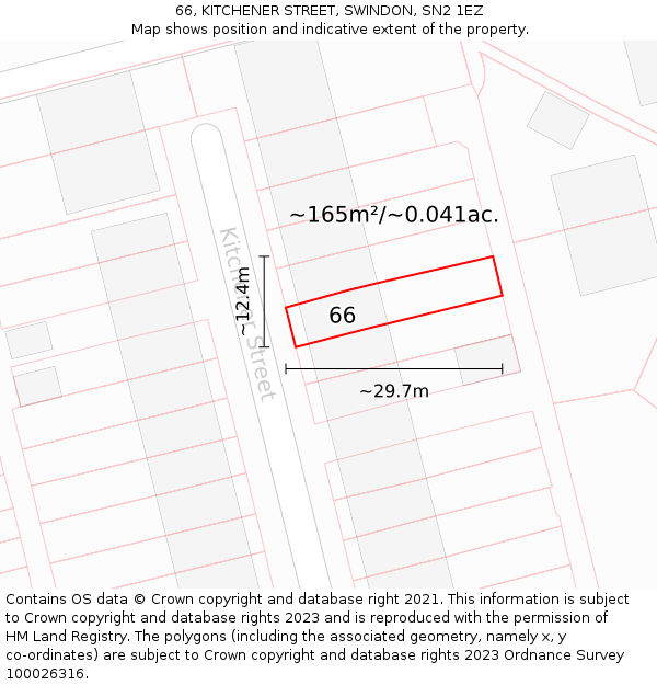66, KITCHENER STREET, SWINDON, SN2 1EZ: Plot and title map