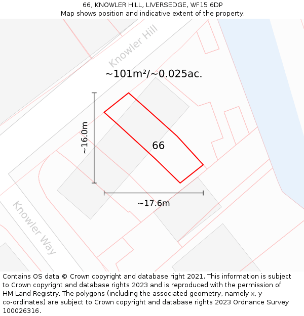 66, KNOWLER HILL, LIVERSEDGE, WF15 6DP: Plot and title map