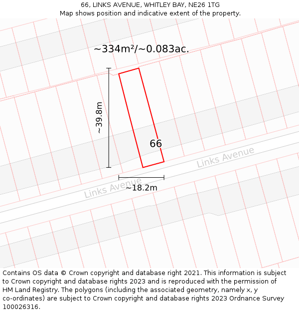 66, LINKS AVENUE, WHITLEY BAY, NE26 1TG: Plot and title map