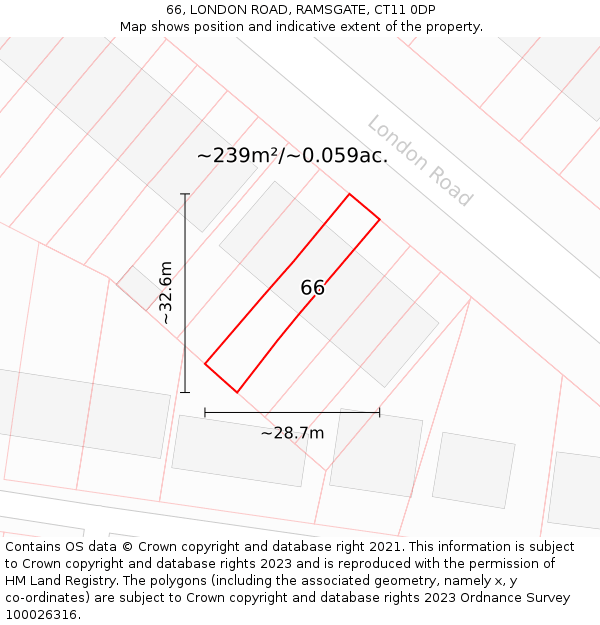 66, LONDON ROAD, RAMSGATE, CT11 0DP: Plot and title map