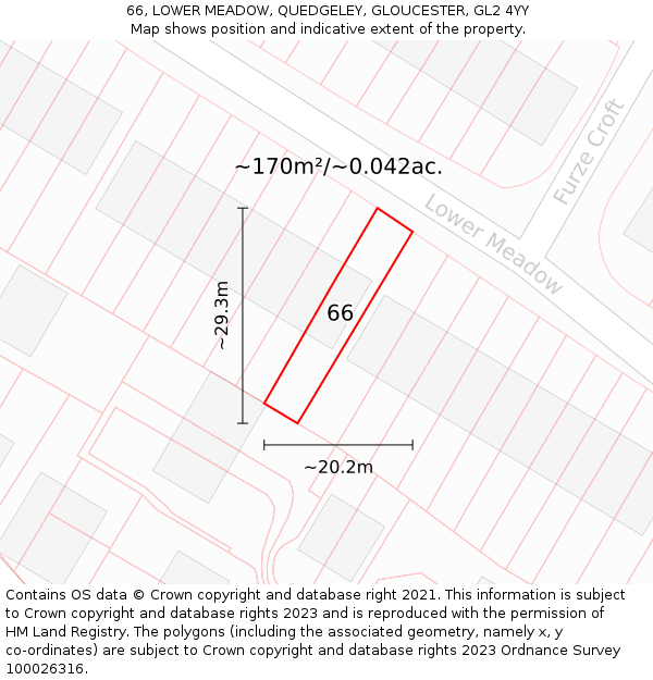 66, LOWER MEADOW, QUEDGELEY, GLOUCESTER, GL2 4YY: Plot and title map