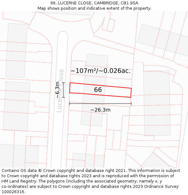 66, LUCERNE CLOSE, CAMBRIDGE, CB1 9SA: Plot and title map