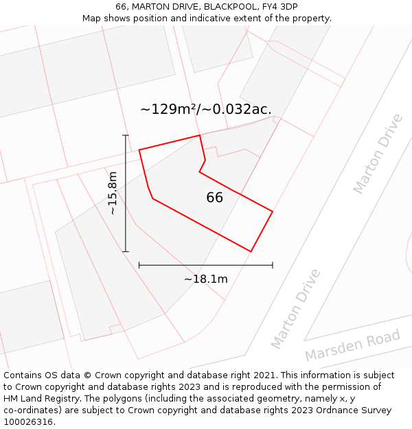 66, MARTON DRIVE, BLACKPOOL, FY4 3DP: Plot and title map