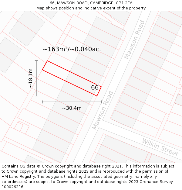 66, MAWSON ROAD, CAMBRIDGE, CB1 2EA: Plot and title map