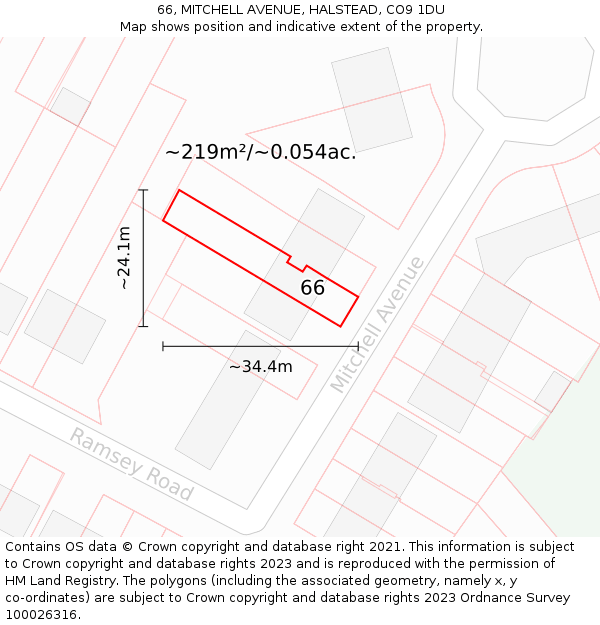 66, MITCHELL AVENUE, HALSTEAD, CO9 1DU: Plot and title map