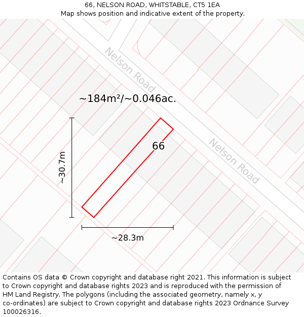 66, NELSON ROAD, WHITSTABLE, CT5 1EA: Plot and title map