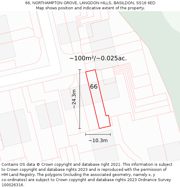 66, NORTHAMPTON GROVE, LANGDON HILLS, BASILDON, SS16 6ED: Plot and title map
