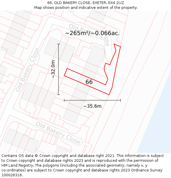 66, OLD BAKERY CLOSE, EXETER, EX4 2UZ: Plot and title map