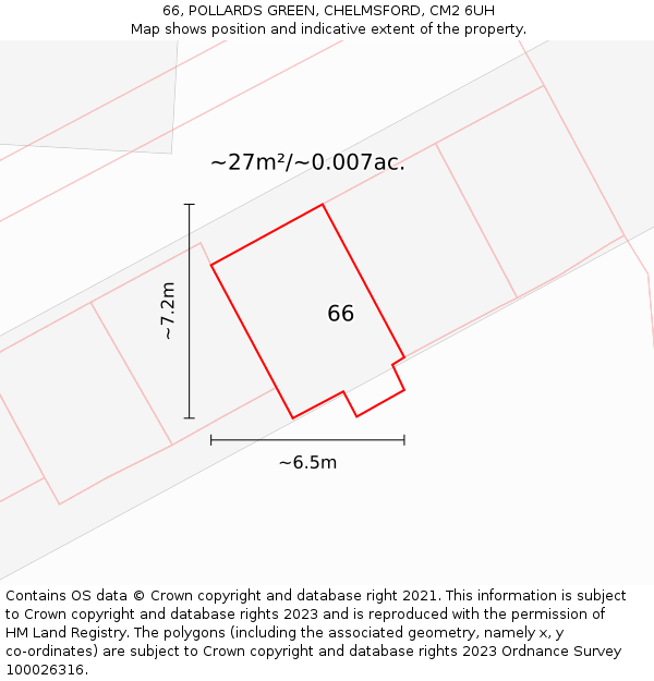 66, POLLARDS GREEN, CHELMSFORD, CM2 6UH: Plot and title map