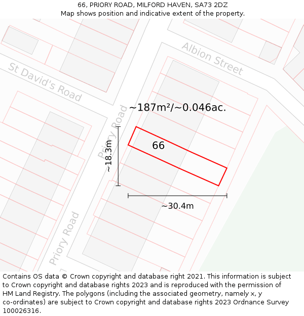 66, PRIORY ROAD, MILFORD HAVEN, SA73 2DZ: Plot and title map