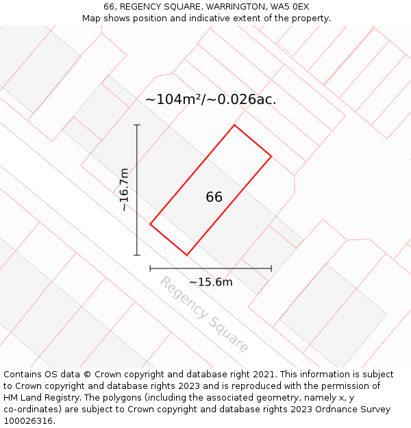 66, REGENCY SQUARE, WARRINGTON, WA5 0EX: Plot and title map