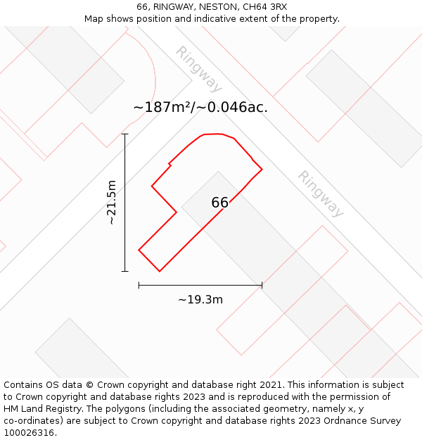66, RINGWAY, NESTON, CH64 3RX: Plot and title map