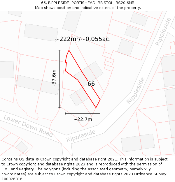 66, RIPPLESIDE, PORTISHEAD, BRISTOL, BS20 6NB: Plot and title map