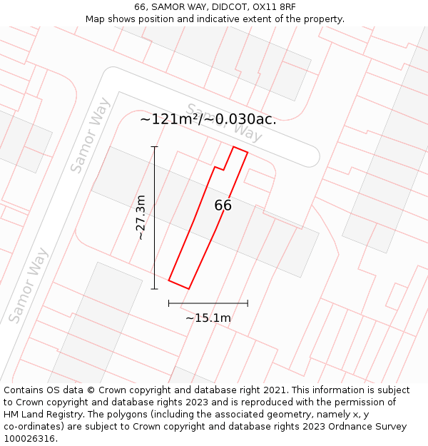 66, SAMOR WAY, DIDCOT, OX11 8RF: Plot and title map