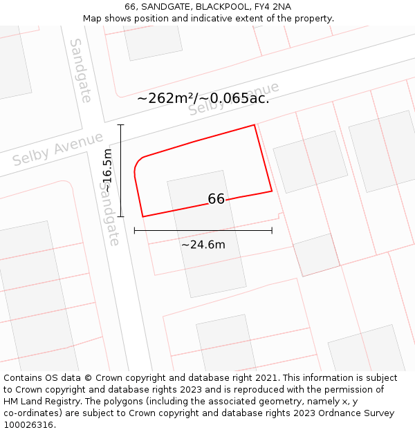 66, SANDGATE, BLACKPOOL, FY4 2NA: Plot and title map