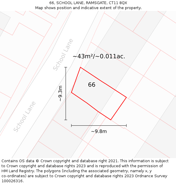 66, SCHOOL LANE, RAMSGATE, CT11 8QX: Plot and title map