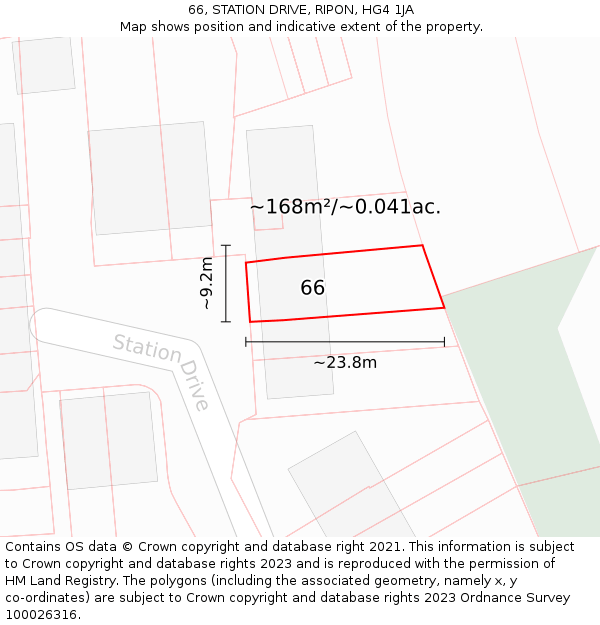 66, STATION DRIVE, RIPON, HG4 1JA: Plot and title map