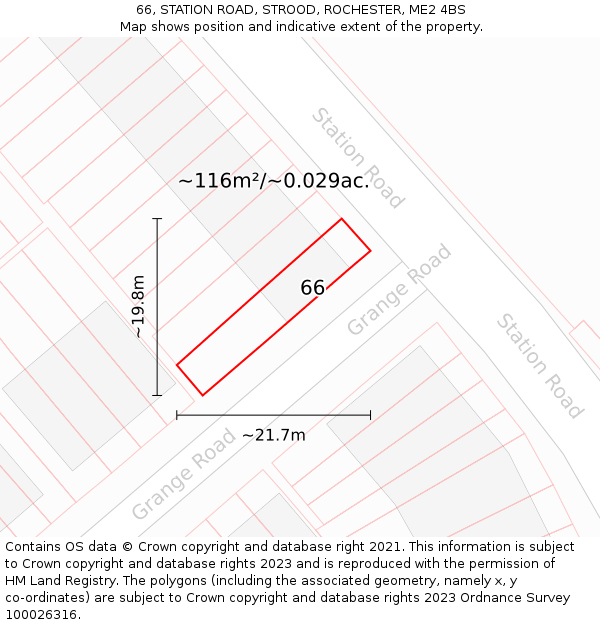 66, STATION ROAD, STROOD, ROCHESTER, ME2 4BS: Plot and title map