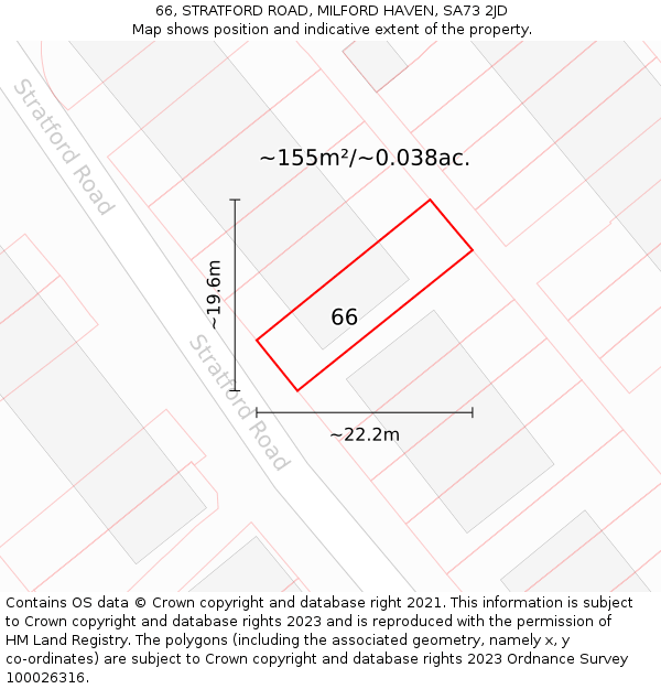 66, STRATFORD ROAD, MILFORD HAVEN, SA73 2JD: Plot and title map