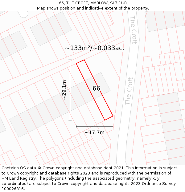 66, THE CROFT, MARLOW, SL7 1UR: Plot and title map