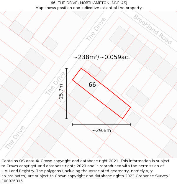 66, THE DRIVE, NORTHAMPTON, NN1 4SJ: Plot and title map
