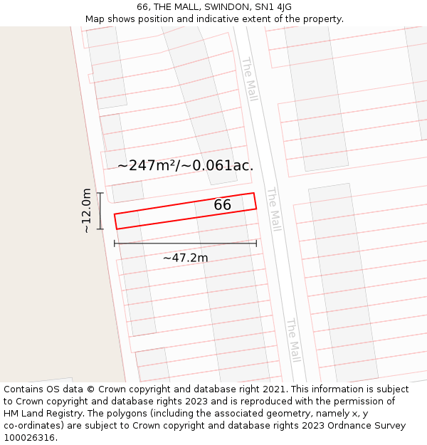 66, THE MALL, SWINDON, SN1 4JG: Plot and title map