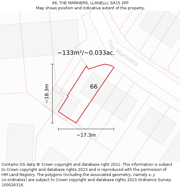 66, THE MARINERS, LLANELLI, SA15 2PP: Plot and title map