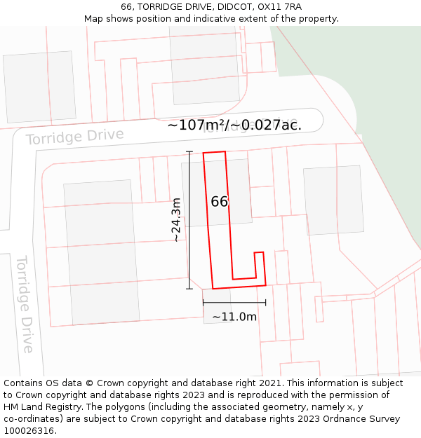 66, TORRIDGE DRIVE, DIDCOT, OX11 7RA: Plot and title map
