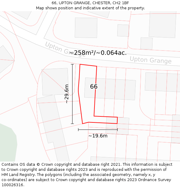 66, UPTON GRANGE, CHESTER, CH2 1BF: Plot and title map
