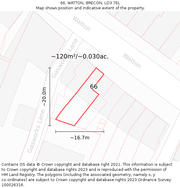 66, WATTON, BRECON, LD3 7EL: Plot and title map