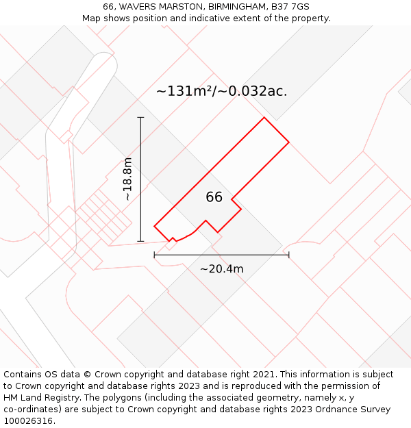 66, WAVERS MARSTON, BIRMINGHAM, B37 7GS: Plot and title map