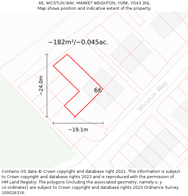 66, WICSTUN WAY, MARKET WEIGHTON, YORK, YO43 3NL: Plot and title map