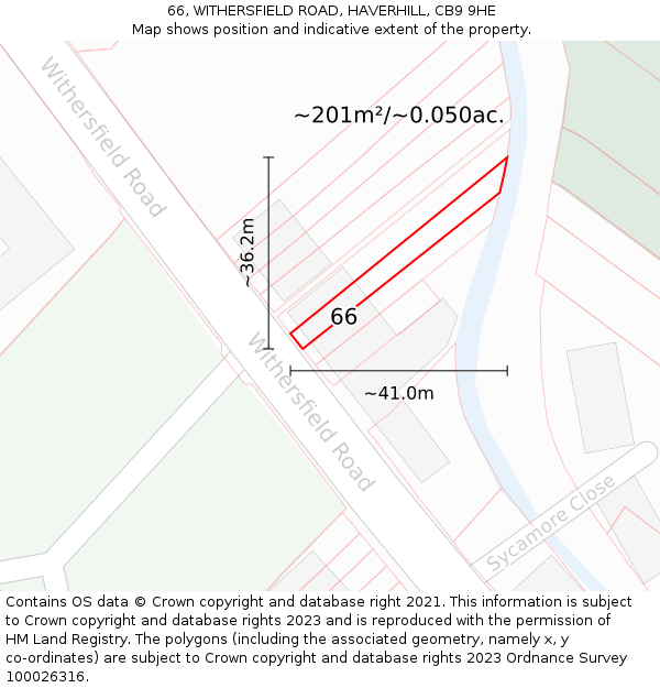 66, WITHERSFIELD ROAD, HAVERHILL, CB9 9HE: Plot and title map