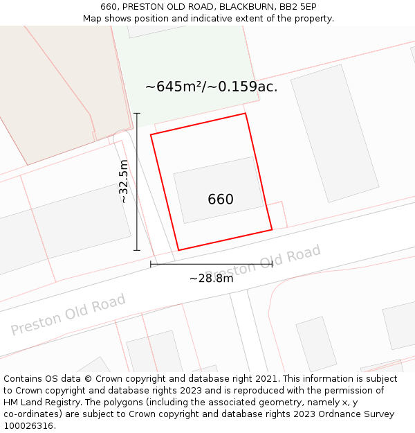 660, PRESTON OLD ROAD, BLACKBURN, BB2 5EP: Plot and title map