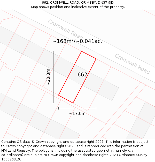 662, CROMWELL ROAD, GRIMSBY, DN37 9JD: Plot and title map